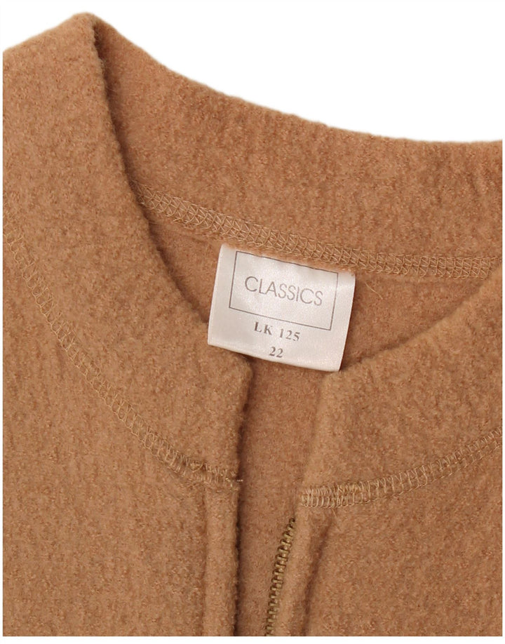 Vintage Damen Mantel UK 22 3XL Beige geblümte Wolle