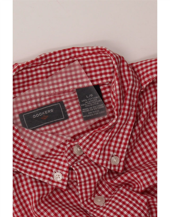 DOCKERS Herrenhemd, großes rotes Gingham-Baumwollhemd