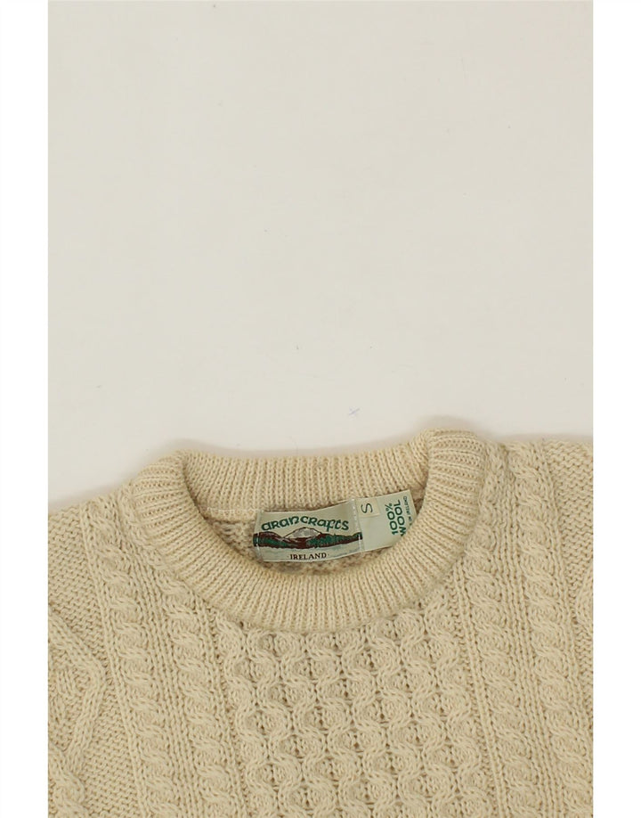 ARANCRAFTS Damen-Pullover mit U-Boot-Ausschnitt, Gr. 10, Beige, Wolle