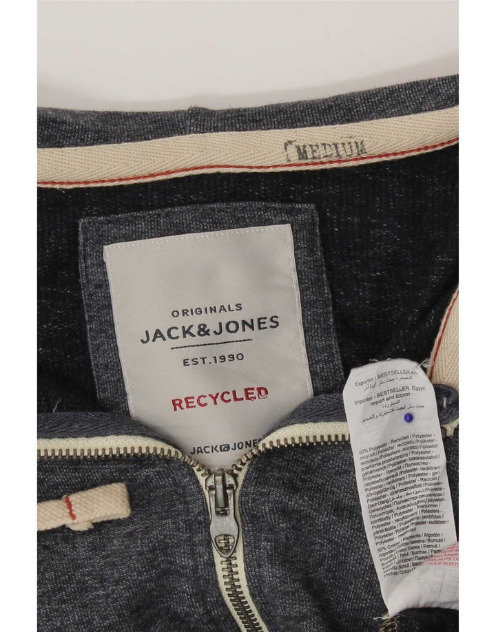 Jack & Jones Herren-Kapuzenpullover mit Reißverschluss, mittelgrau geflecktes Polyester