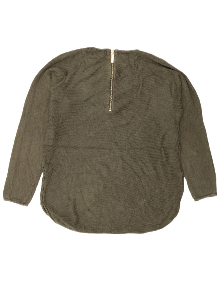 MICHAEL KORS Damen-Pullover mit Rundhalsausschnitt, UK 14, mittlere Khaki-Baumwolle