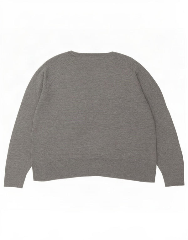 Zara Damen-Pullover mit U-Boot-Ausschnitt, UK 16, Größe L, graue Viskose
