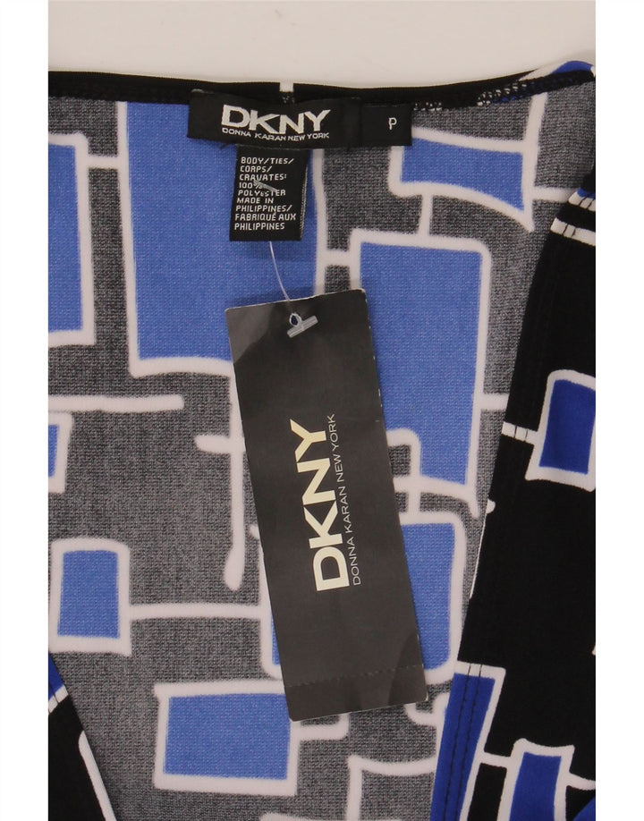 Dkny Damen Wickelkleid mit 3/4-Ärmeln, Einheitsgröße, blaues geometrisches Polyester