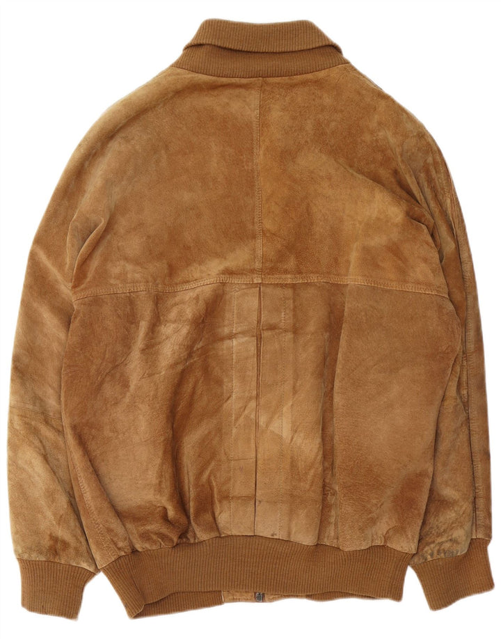 Vintage Herren Wildleder Bomberjacke IT 54 2XL Beige
