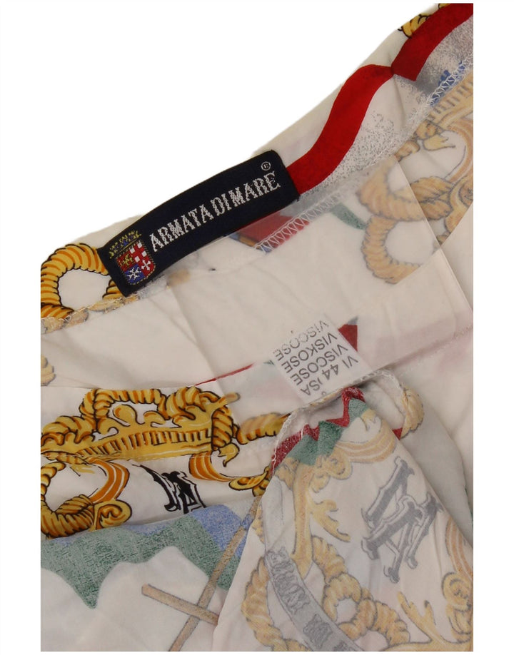 Armata Di Mare Damen-Blusenoberteil mit abstraktem Muster IT 44 Mittelweiß