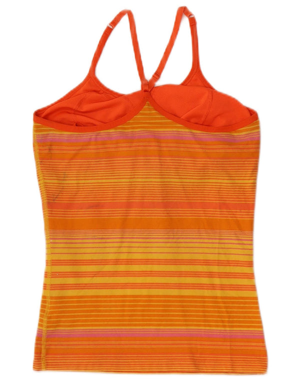 Nike Damen Dri Fit Weste Top UK 14/16 Große orange gestreifte Baumwolle