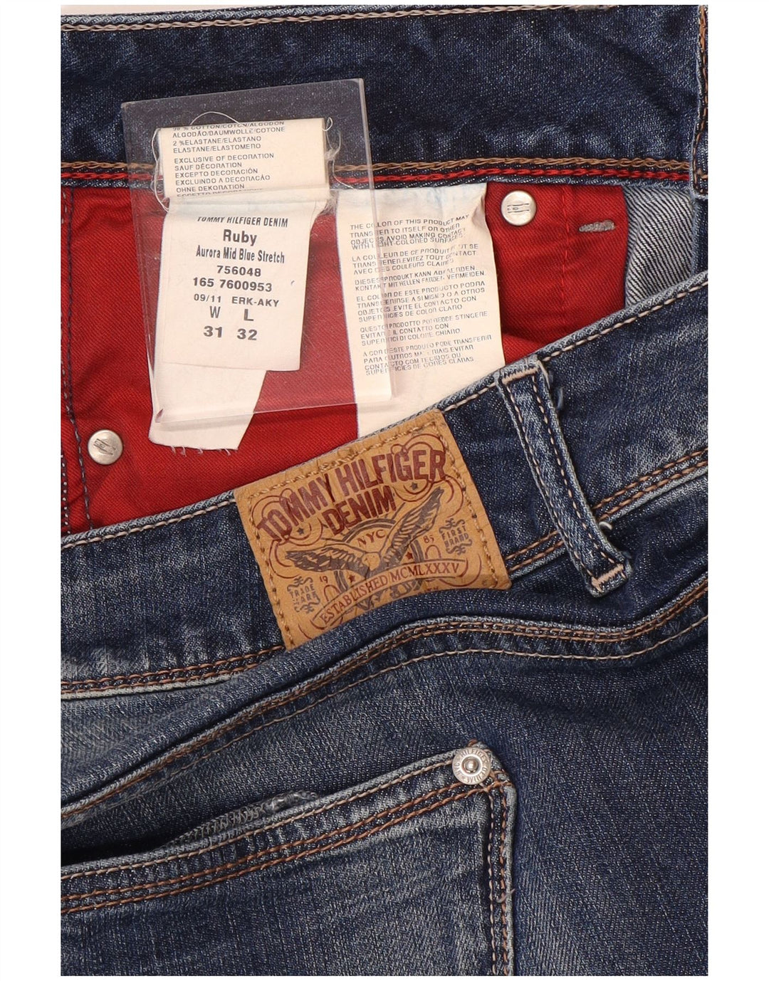 Tommy Hilfiger Damen Ruby Straight Jeans W31 L32 Blaue Baumwolle