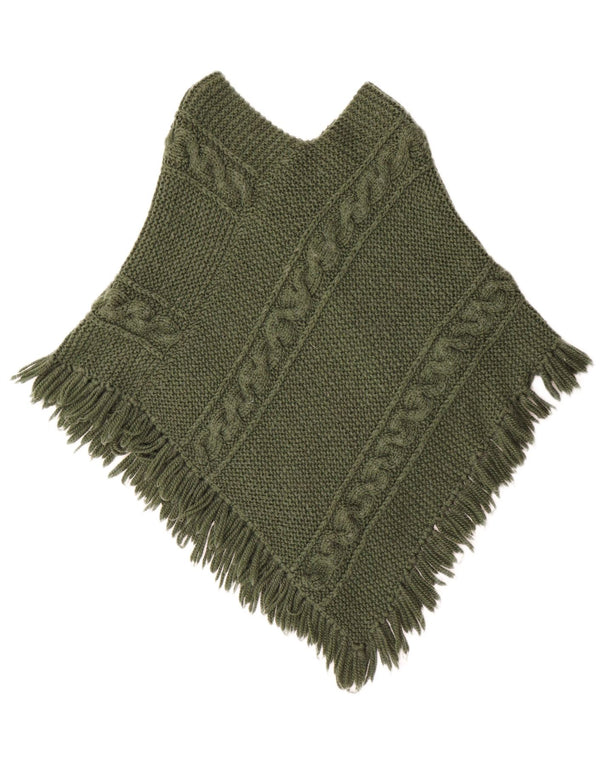 Vintage Damen Poncho Pullover UK 12 Mittelgrün