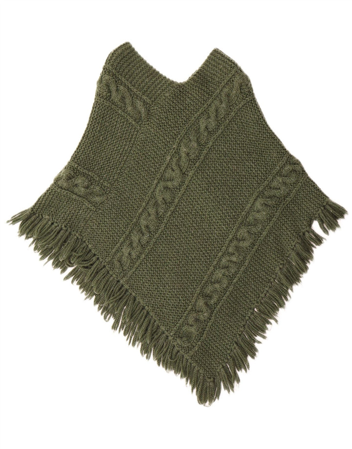 Vintage Damen Poncho Pullover UK 12 Mittelgrün