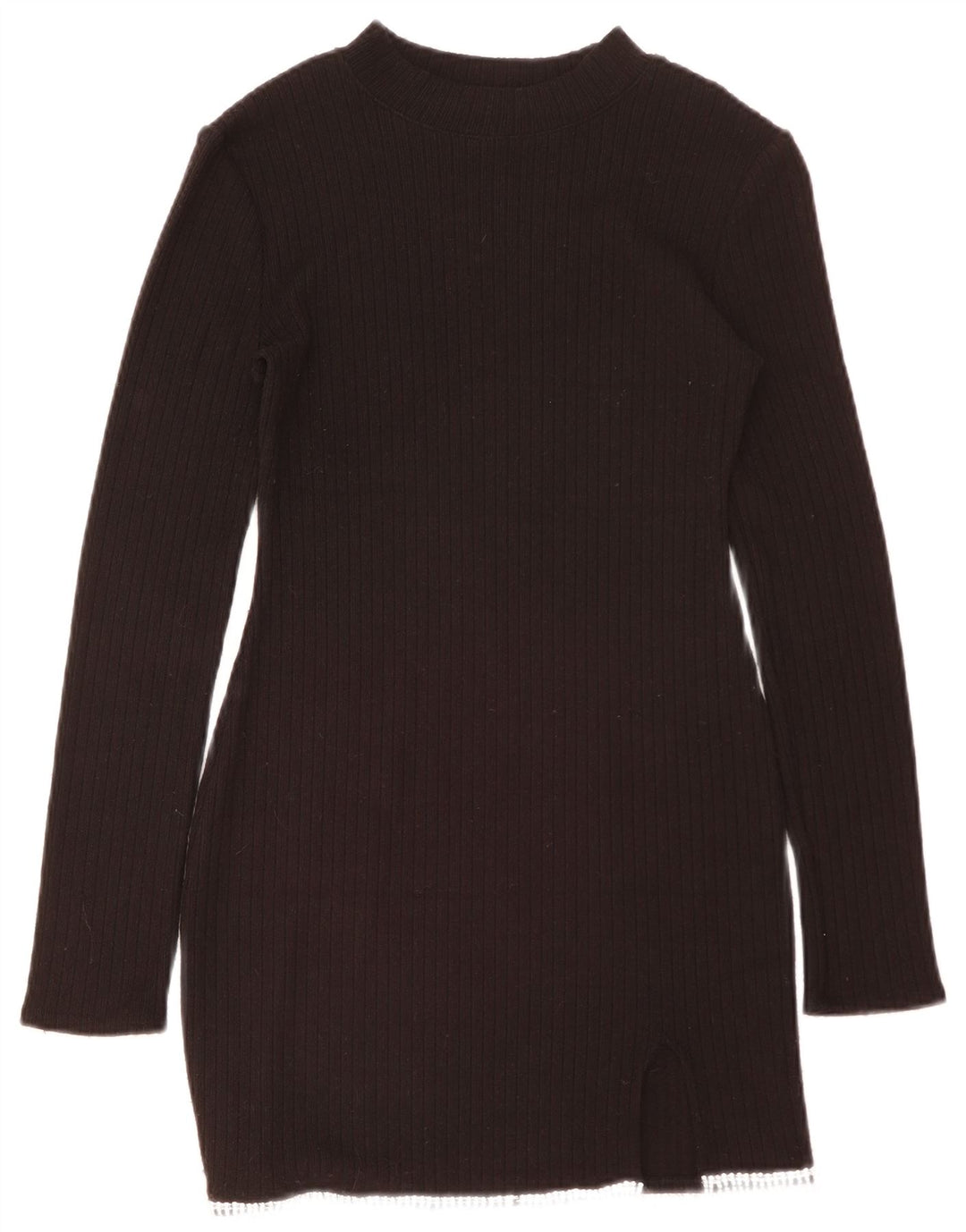 Zara Damen Langarm-Pulloverkleid UK 12 Medium Schwarz Polyester