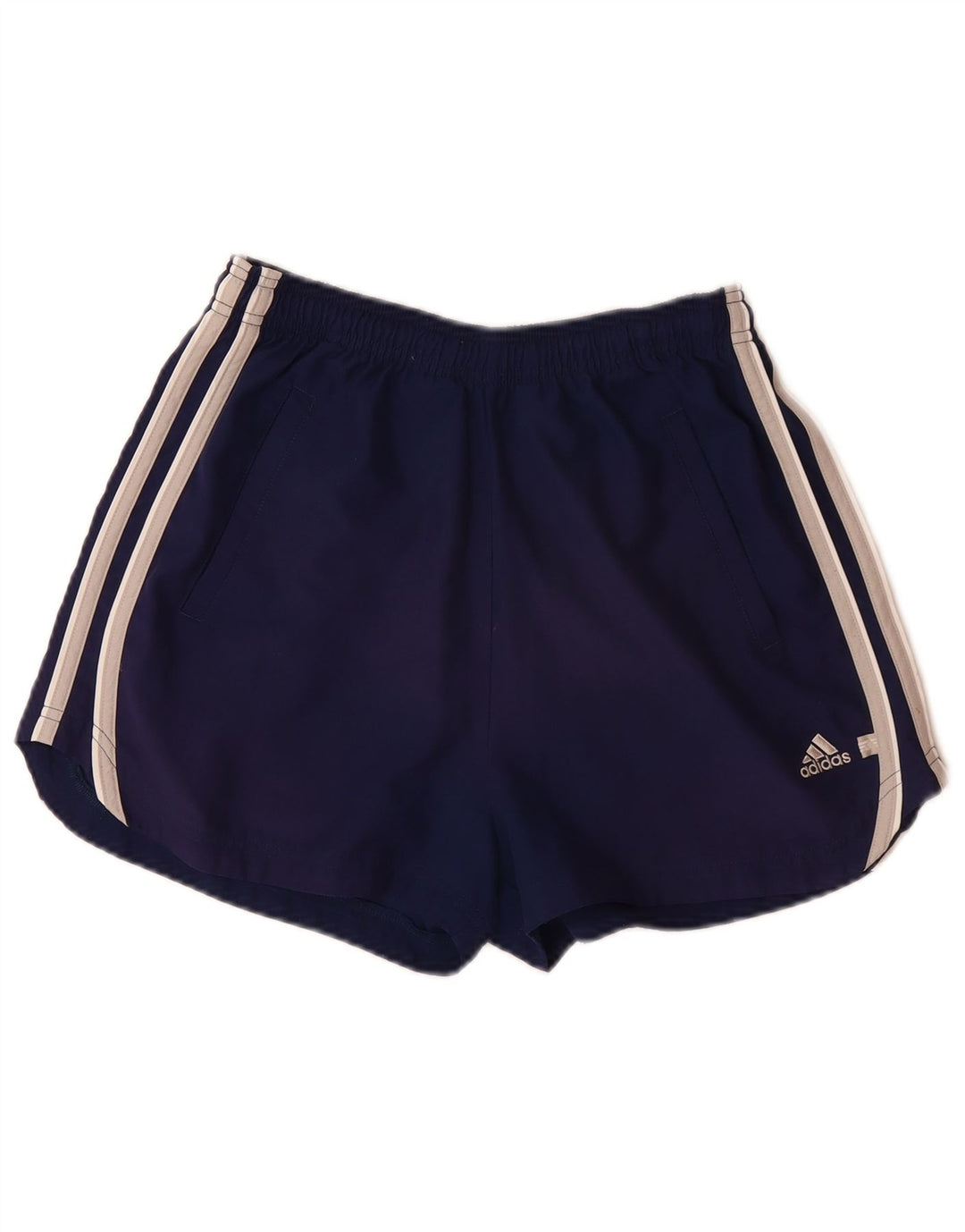 ADIDAS Damen Sportshorts UK 12 Medium Marineblau Polyester
