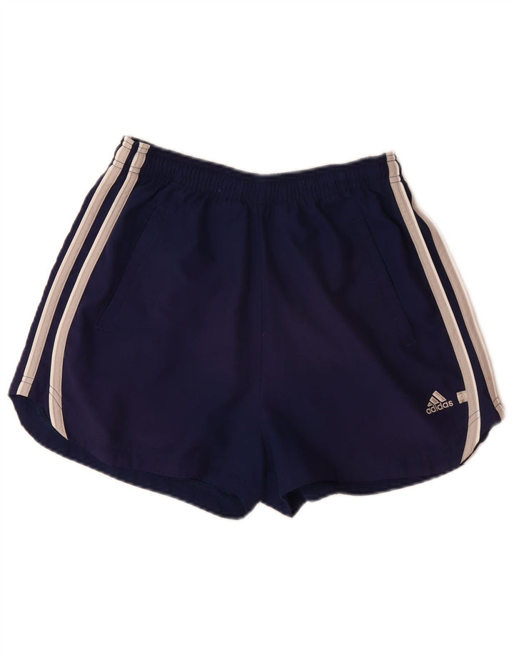 ADIDAS Damen Sportshorts UK 12 Medium Marineblau Polyester