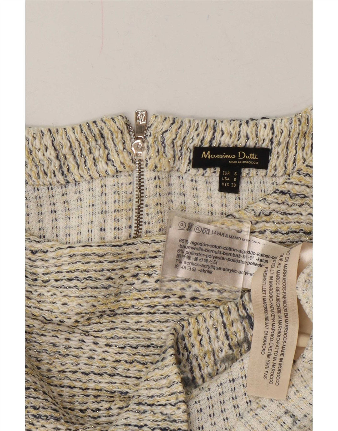 Massimo Dutti Damen-Blusenoberteil in Übergröße, Gr. 10, Größe S, beige, gesprenkelte Baumwolle