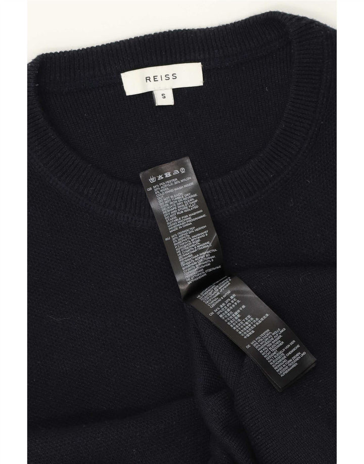 Reiss Herren-Pullover mit Rundhalsausschnitt, Größe S, marineblaues Polyester