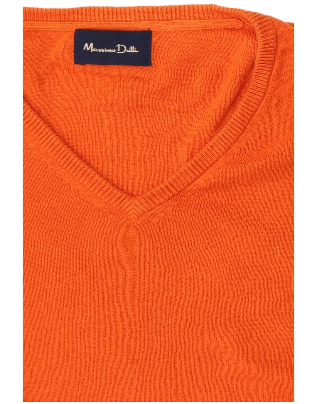 Massimo Dutti Herren-Pullover mit V-Ausschnitt, Größe L, Orange