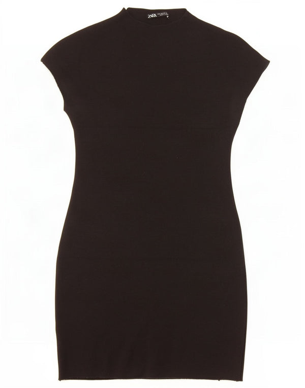 Zara Damen Figurbetontes Kleid UK 12 Medium Schwarz Viskose