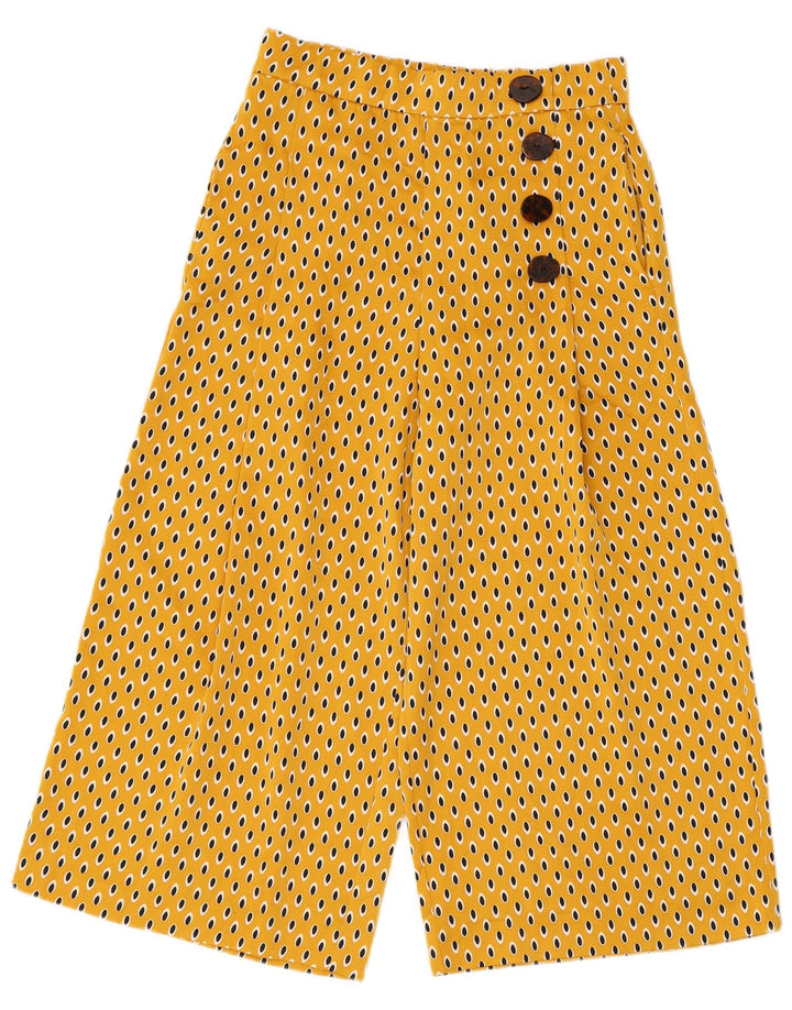 Zara Damen Caprihose XS W24 L21 Gelb geflecktes Polyester