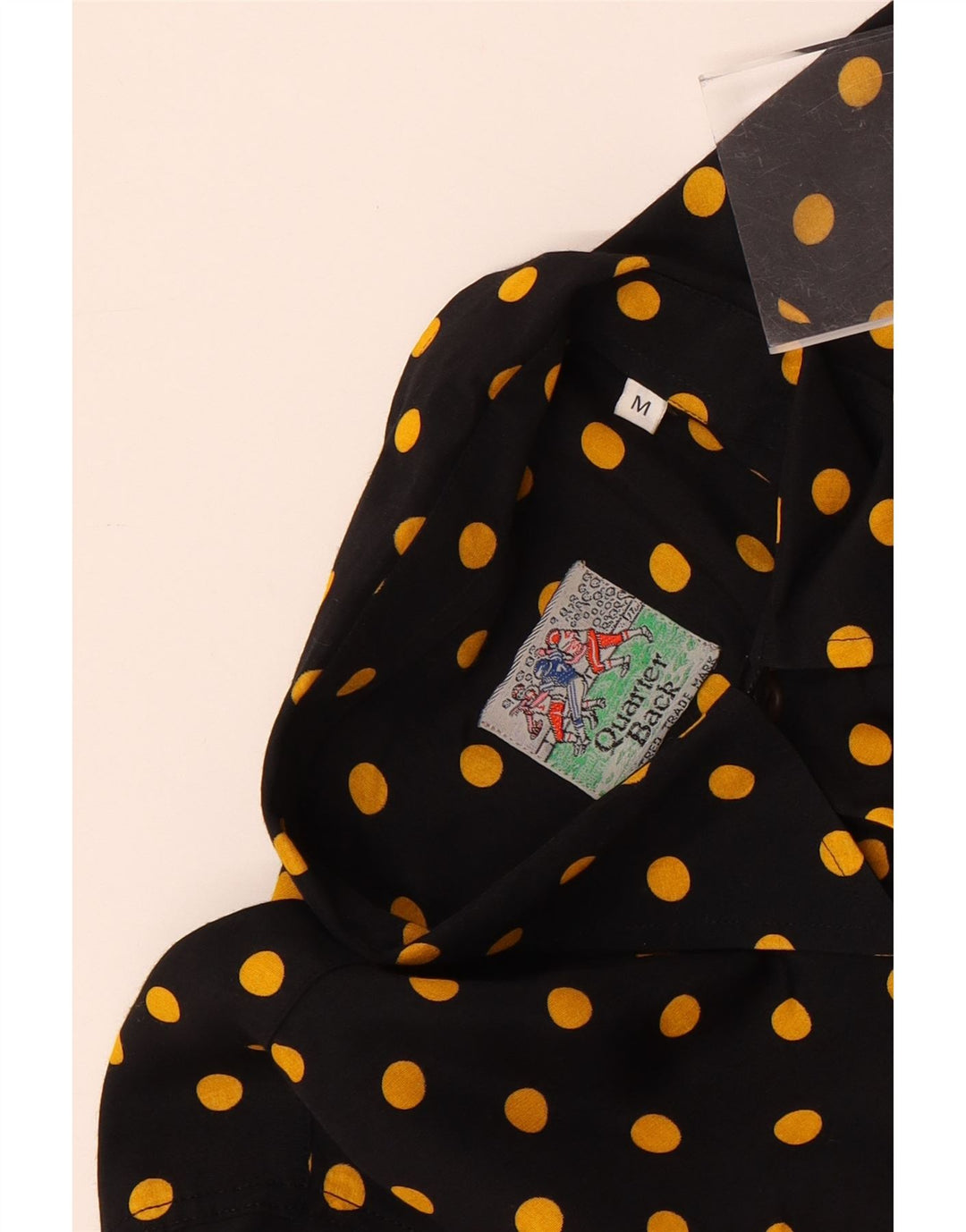 VINTAGE Herren Kurzarmhemd Medium Schwarz gepunktet