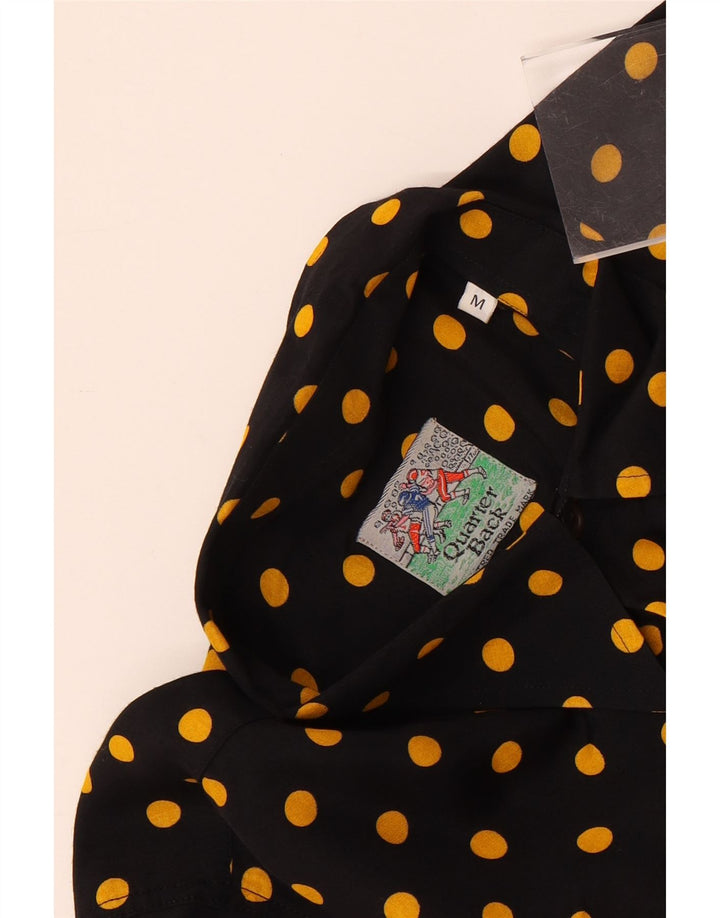 VINTAGE Herren Kurzarmhemd Medium Schwarz gepunktet