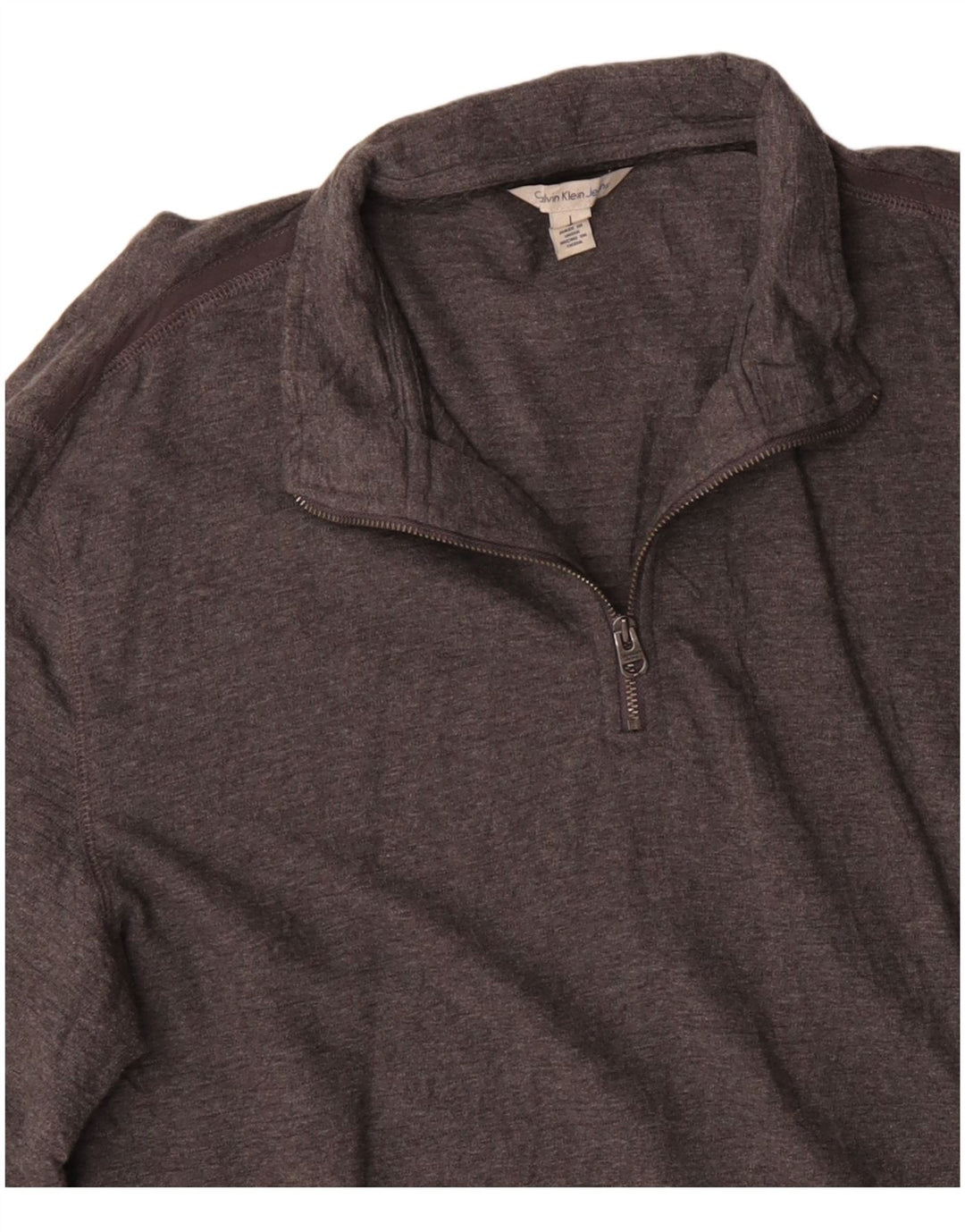 CALVIN KLEIN JEANS Herren-Pullover mit Reißverschluss am Hals, große graue Baumwolle