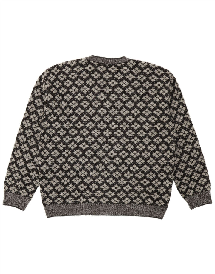 Gioferrari Herren-Pullover mit V-Ausschnitt IT 54 XL Grau Argyle/Diamant