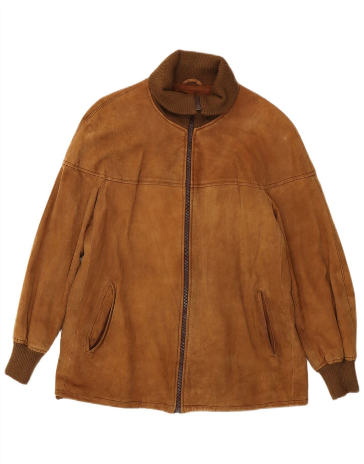 Vintage Damen Wildlederjacke IT 48 XL Braunes Leder