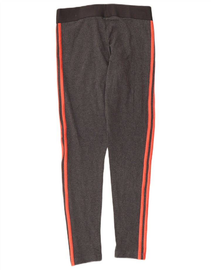 ADIDAS Damen Leggings UK 12/14 Mittelgraue Baumwolle