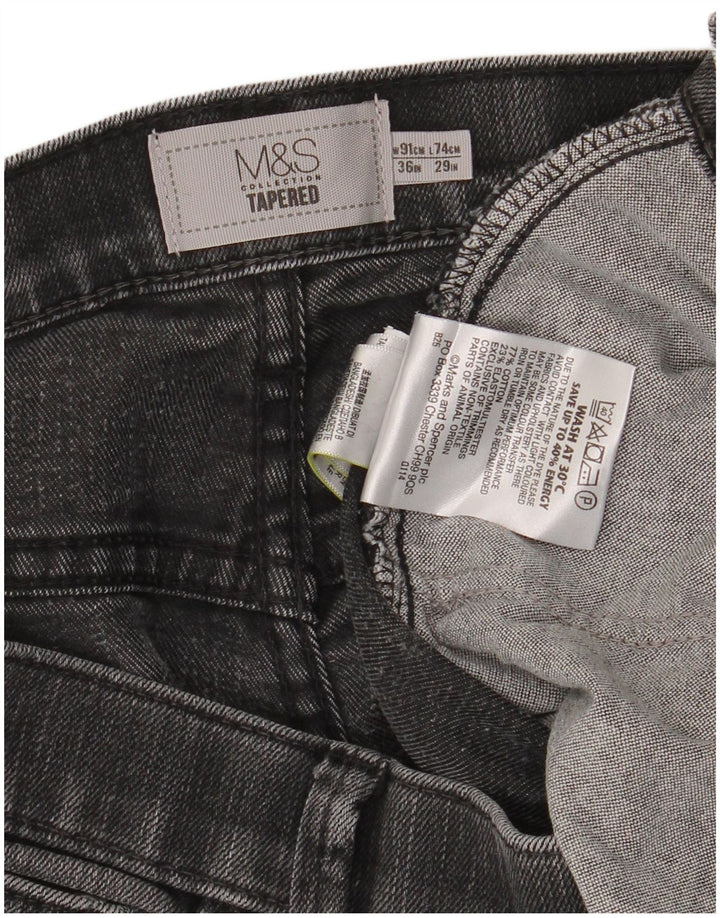 Marks & Spencer Herren Tapered Jeans W36 L29 Graue Baumwolle