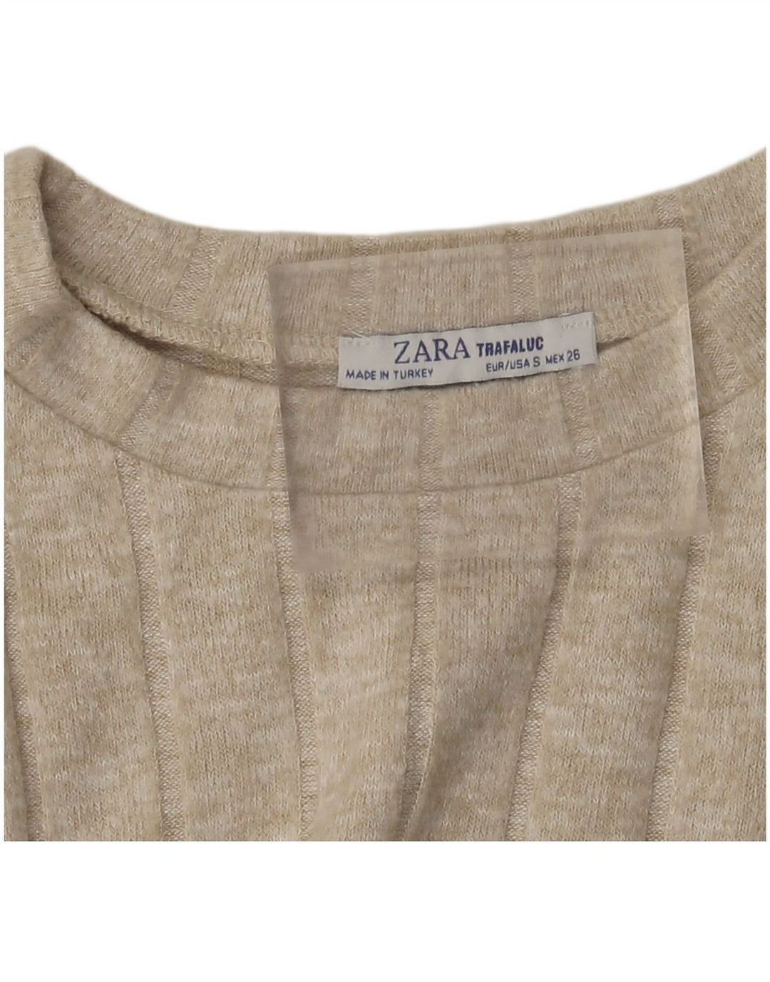 Zara Damen Crop T-Shirt Top UK 10 Small Beige
