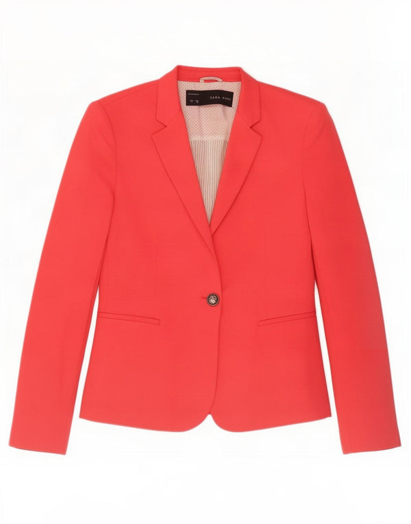 Zara Damen 1-Knopf-Blazerjacke UK 10 Small Rot