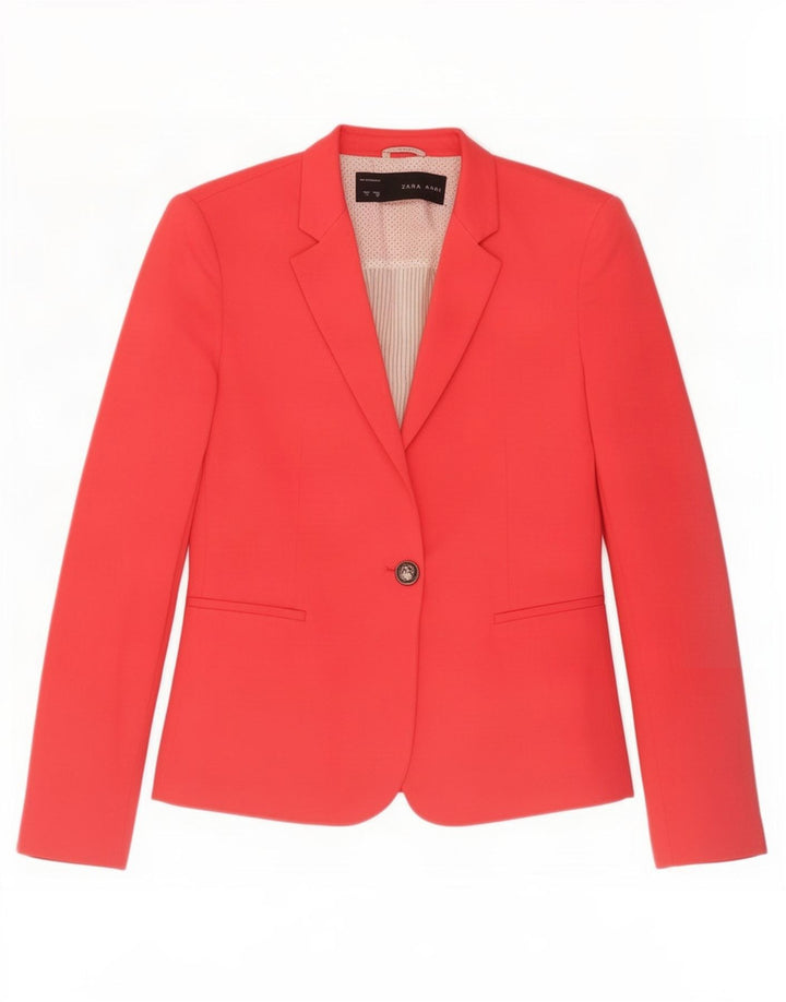 Zara Damen 1-Knopf-Blazerjacke UK 10 Small Rot