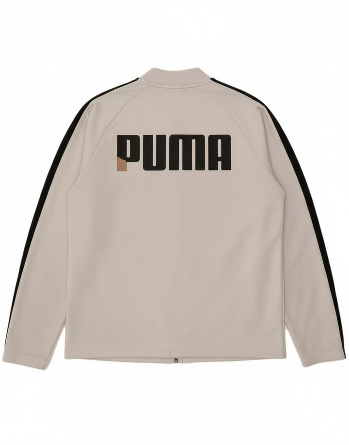 Puma Herren-Trainingsanzug mit grafischem Oberteil, groß, aus weißem Polyester