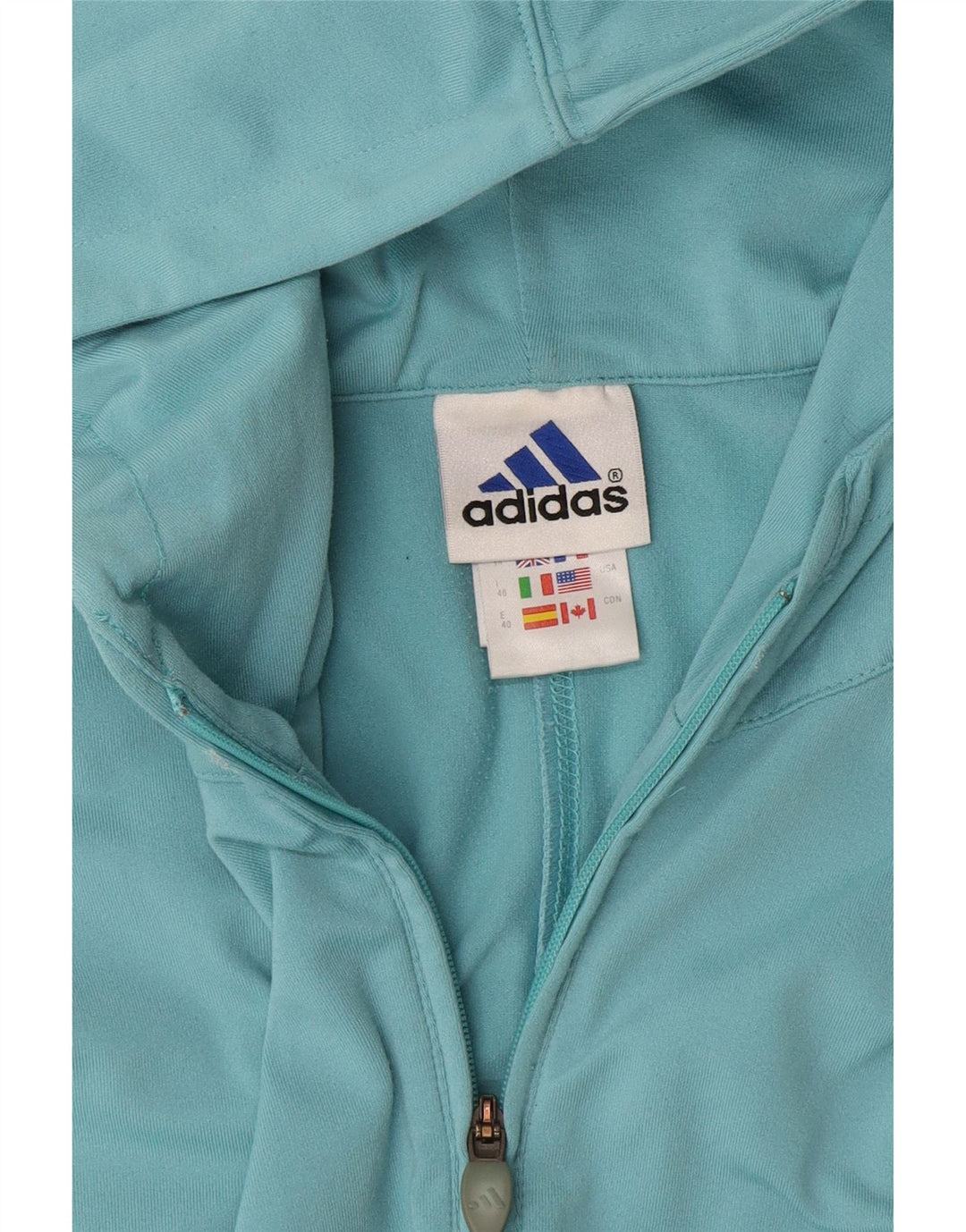 Adidas Damen Kapuzenpullover mit 3/4-Ärmeln und Reißverschluss, UK 14, Mittelblau, Polyamid
