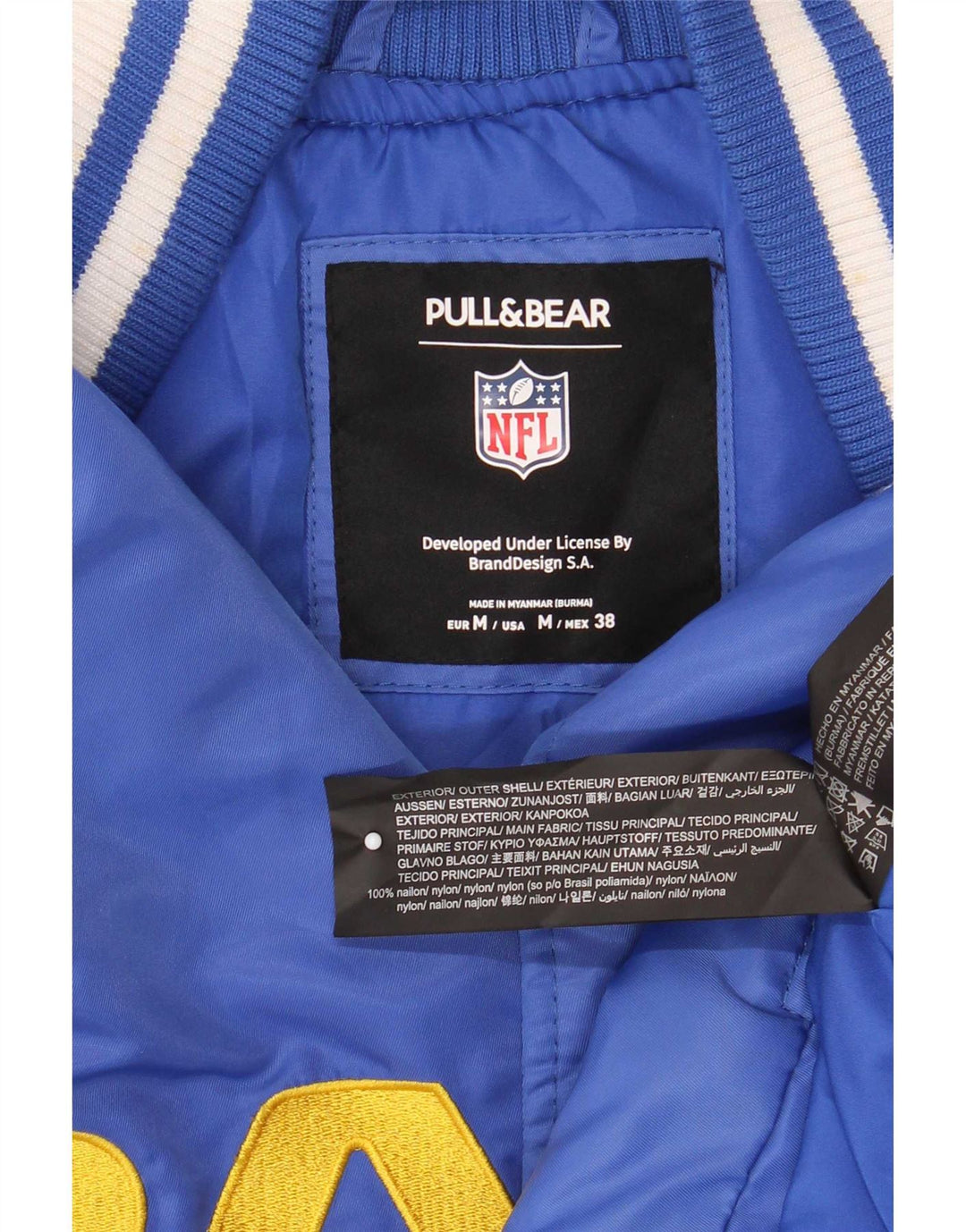 Pull & Bear Herren Los Angeles Rams Varsity Jacke UK 38 Mittelblau Sport