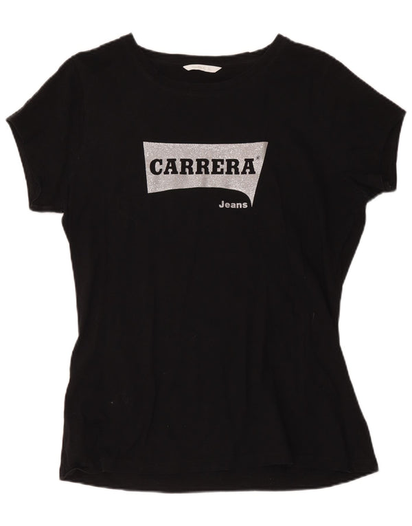 Carrera Damen Grafik T-Shirt Top UK 18 XL Schwarz