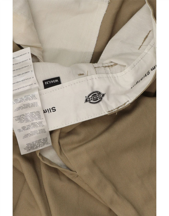 DICKIES Herren Slim Straight Chino Hose W34 L32 Beige Polyester