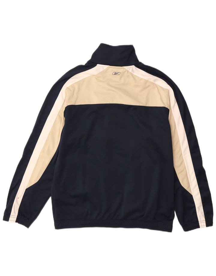 REEBOK Herren-Trainingsanzug-Oberteil, mittleres marineblaues Farbblock-Polyester