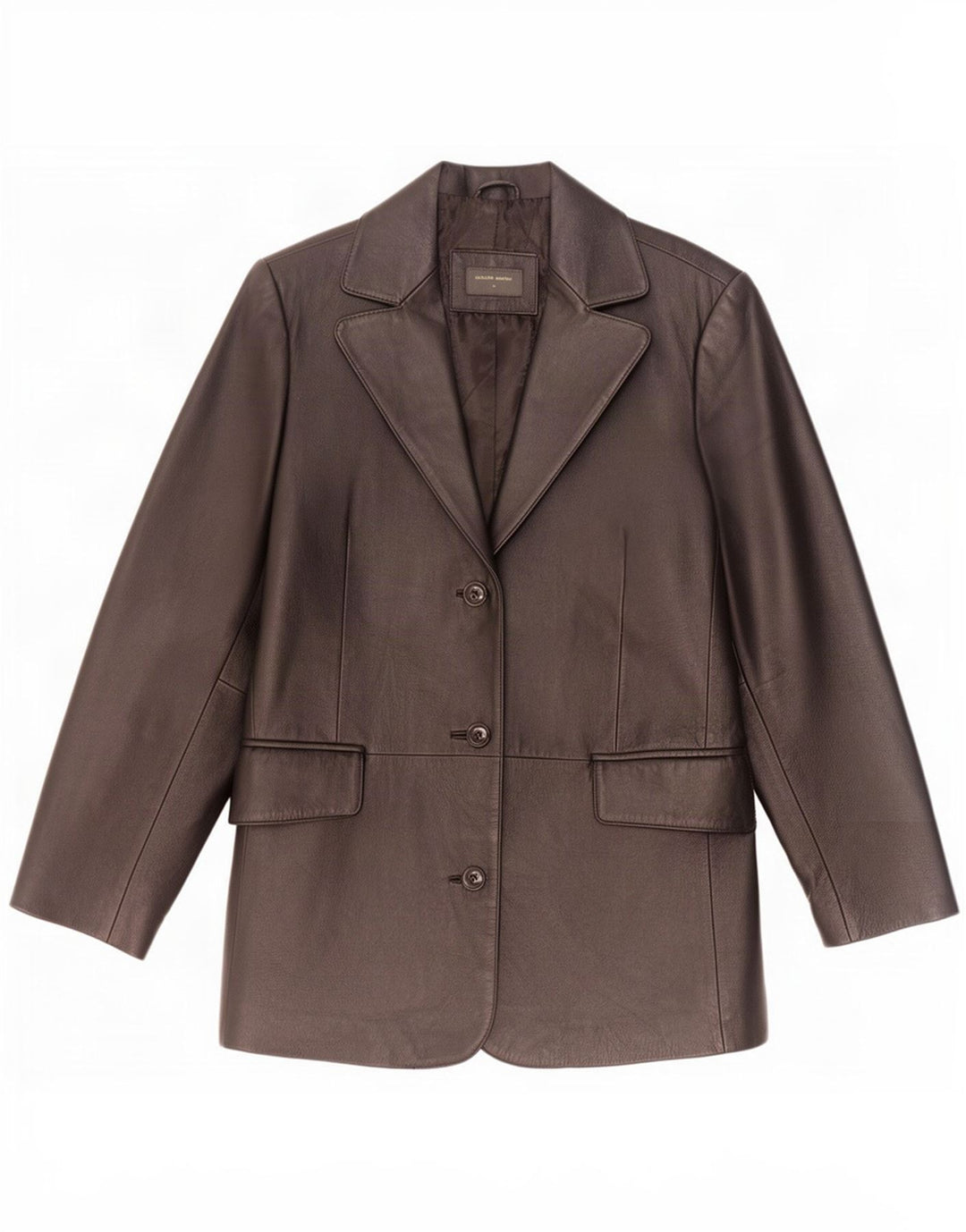 Vintage Damen 3-Knopf-Lederblazerjacke UK 12 Mittelschwarz