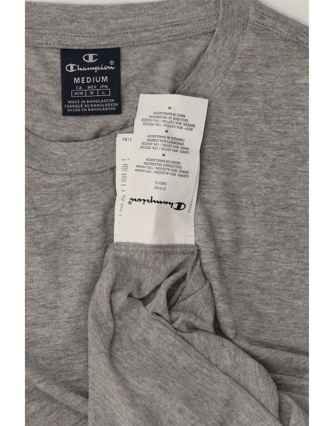 CHAMPION Herren-T-Shirt-Oberteil aus mittelgrau gesprenkelter Baumwolle