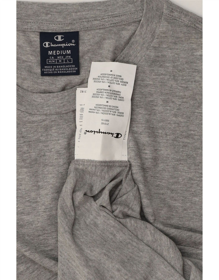 CHAMPION Herren-T-Shirt-Oberteil aus mittelgrau gesprenkelter Baumwolle