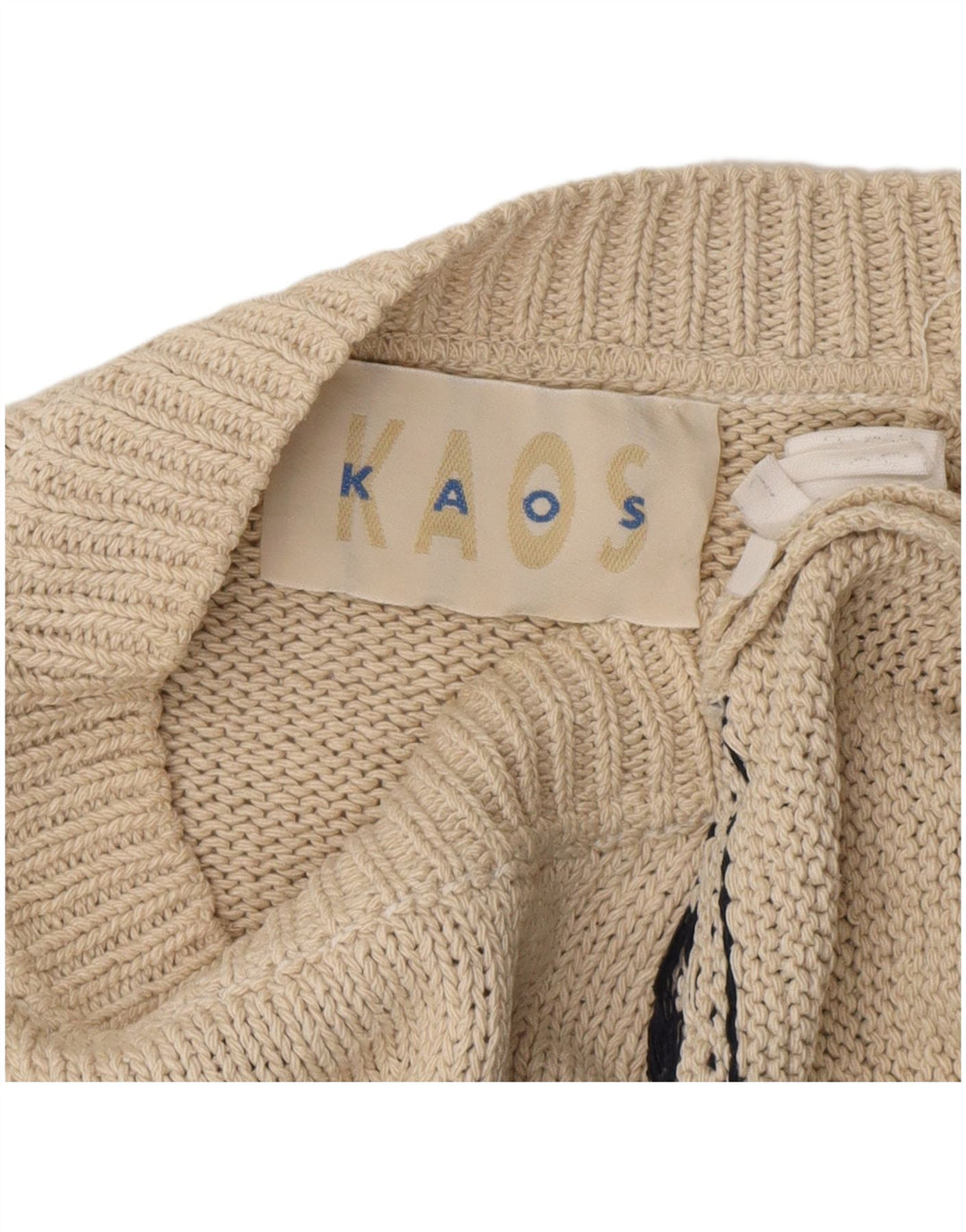 KAOS Herren-Pullover mit Rundhalsausschnitt, Größe L, Weiß, Fair Isle