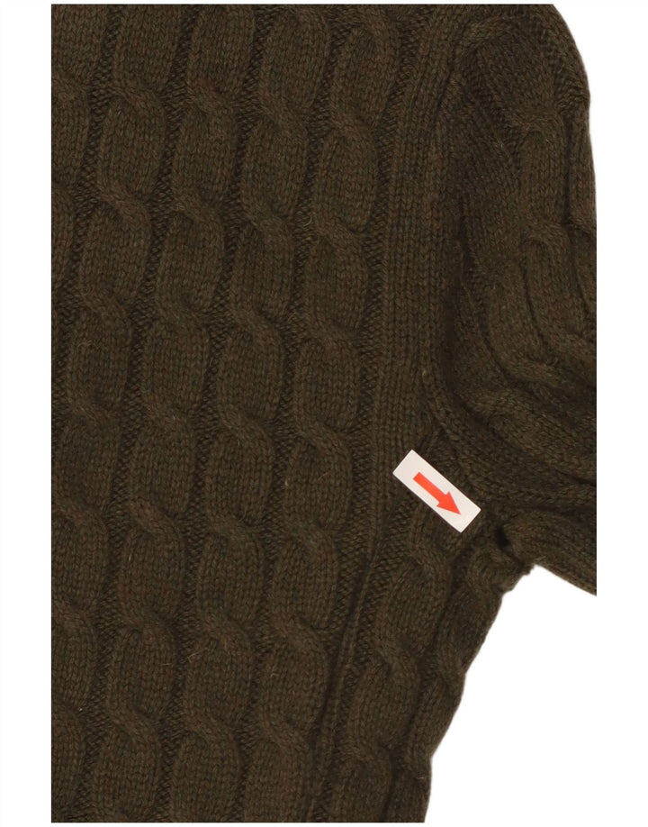 Massimo Dutti Damen-Cardigan-Pullover UK 8 Small Khaki Colourblock Wolle