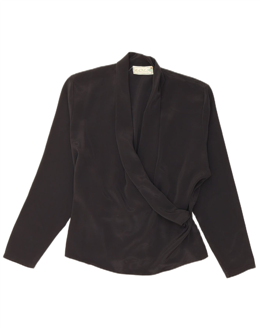 LOLA Damen Langarm-Blusenoberteil UK 12 Medium Schwarz