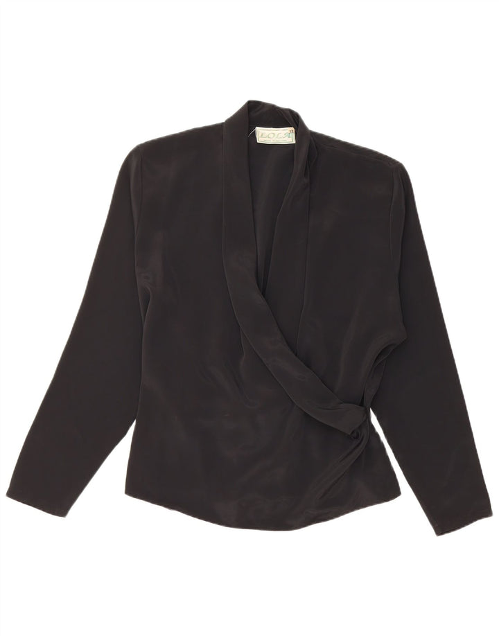 LOLA Damen Langarm-Blusenoberteil UK 12 Medium Schwarz