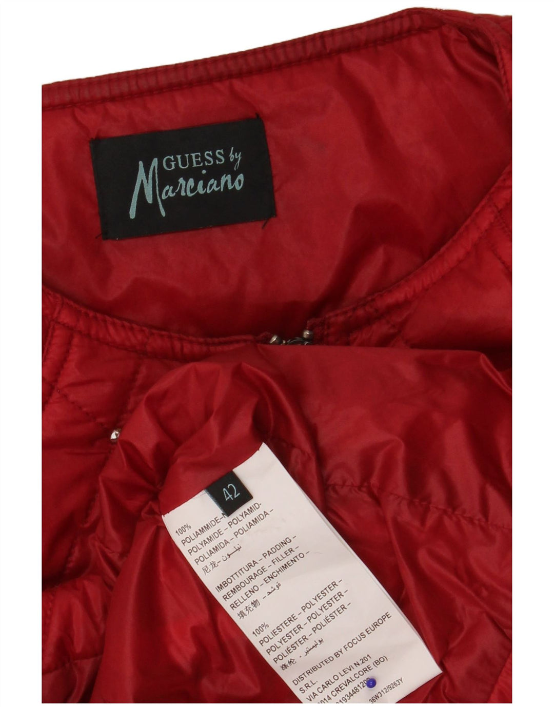 Guess By Marciano Damen Steppjacke IT 42 Mittelrot geflecktes Polyamid