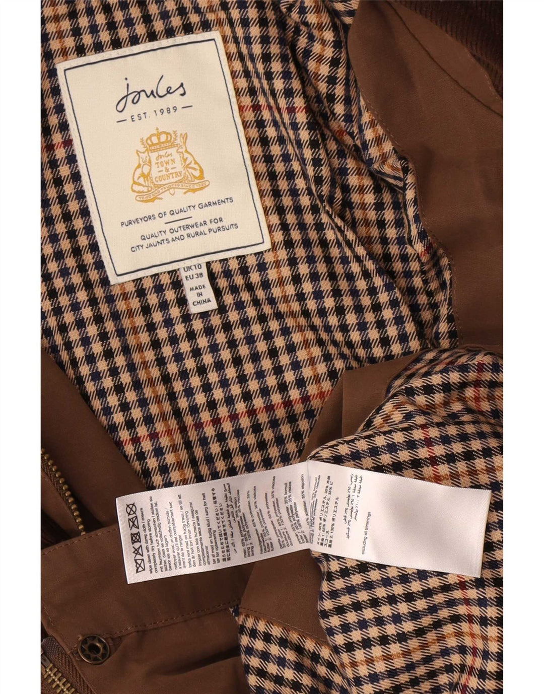 Übergroße Utility-Jacke von Joules für Damen, UK 10, klein, Braun, Farbblock