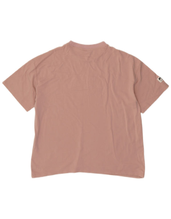 FILA Damen Übergroßes grafisches T-Shirt-Oberteil UK 16 Große rosa Viskose