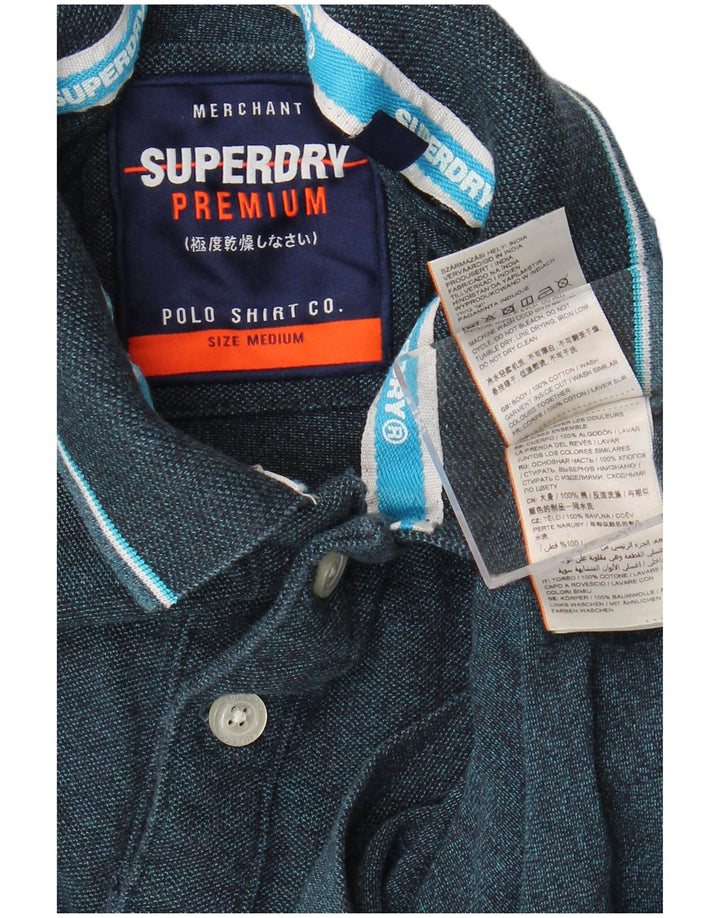 SUPERDRY Herren-Poloshirt aus mittelblauer, marineblauer Baumwolle