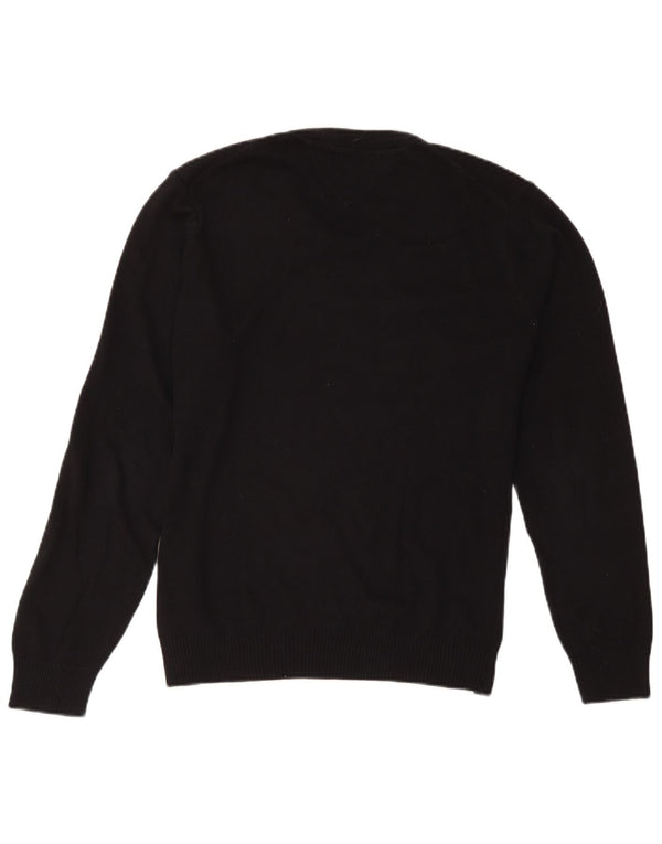 Tommy Hilfiger Herren-Pullover mit V-Ausschnitt, mittelschwarz, Baumwolle