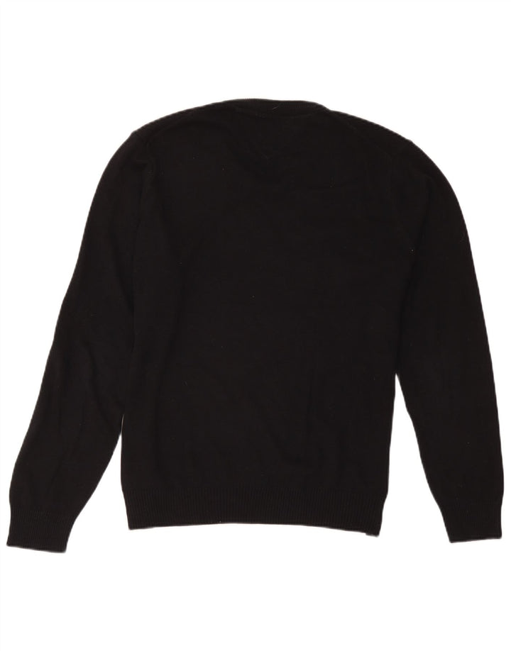 Tommy Hilfiger Herren-Pullover mit V-Ausschnitt, mittelschwarz, Baumwolle